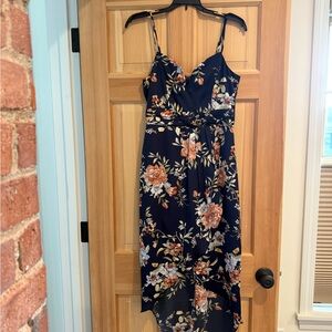 Lulus My Favorite Day Navy Blue Floral Print Dress